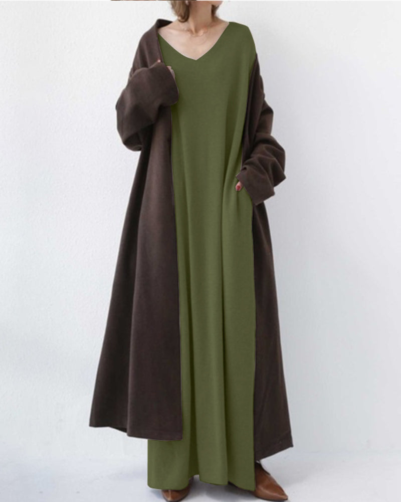 Laluna® | Stylish Long Sleeve V-Neck Dress