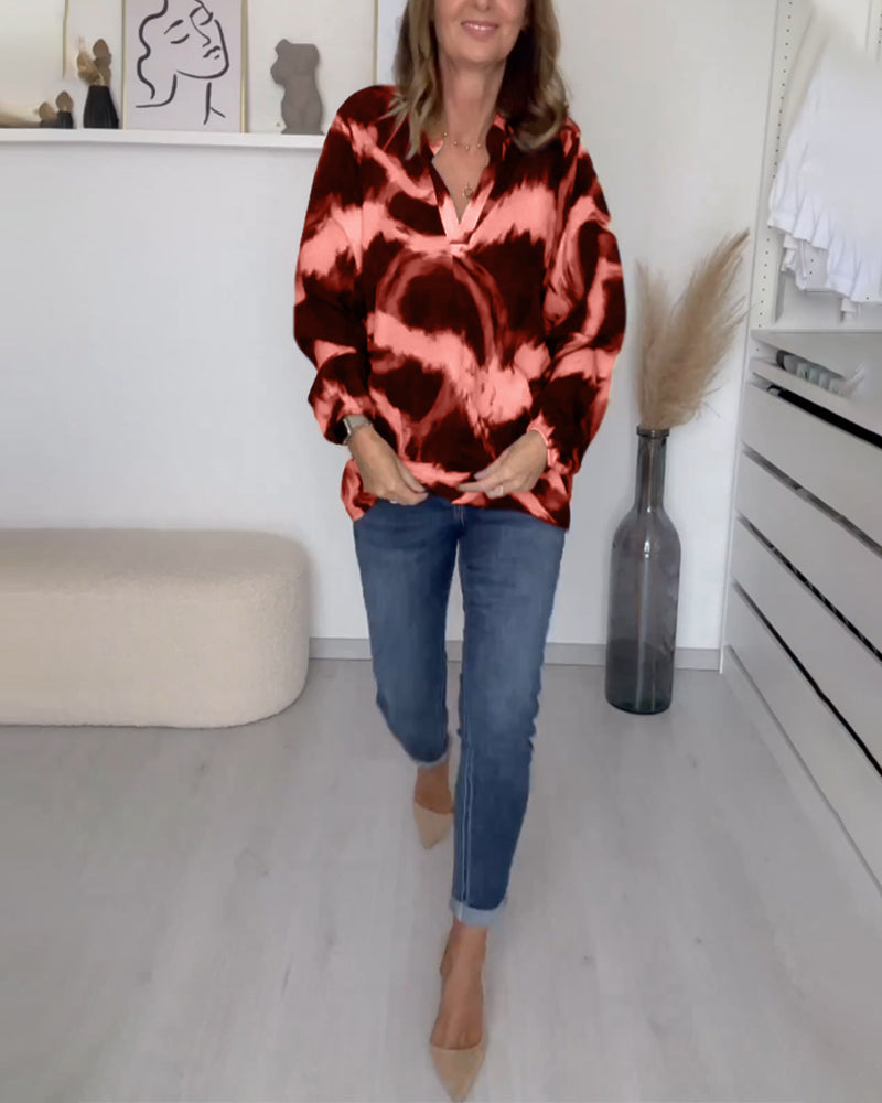 Laluna® | V-Neck Printed Casual Top