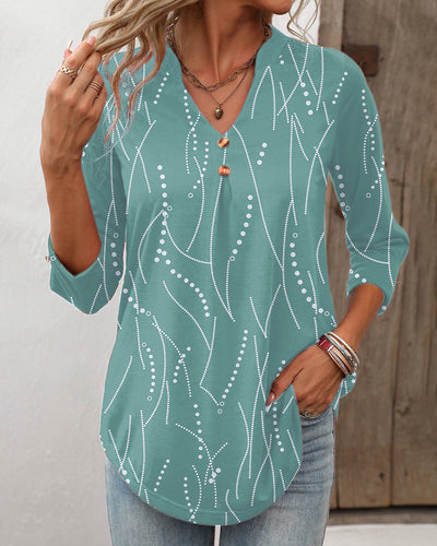 Chic V-Neck Top with Snap Button Detail