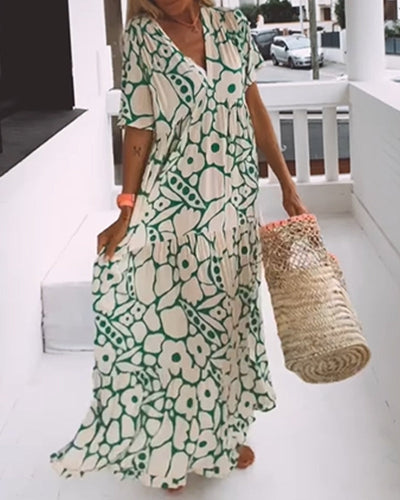 Laluna® | Printed V-Neck Loose Dress
