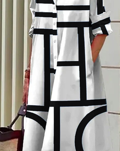 Laluna® | Geometric Print Dress with Convenient Pockets