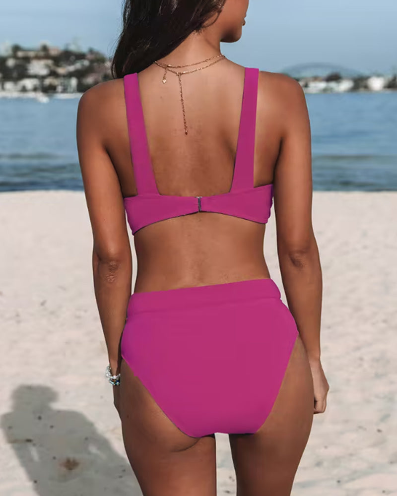 Hilde - Solid High-Waisted Swimsuit: Buy 2, Get 1 Free!