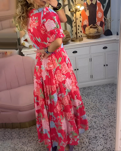 Laluna® | Floral Print V-Neck Pocket Dress