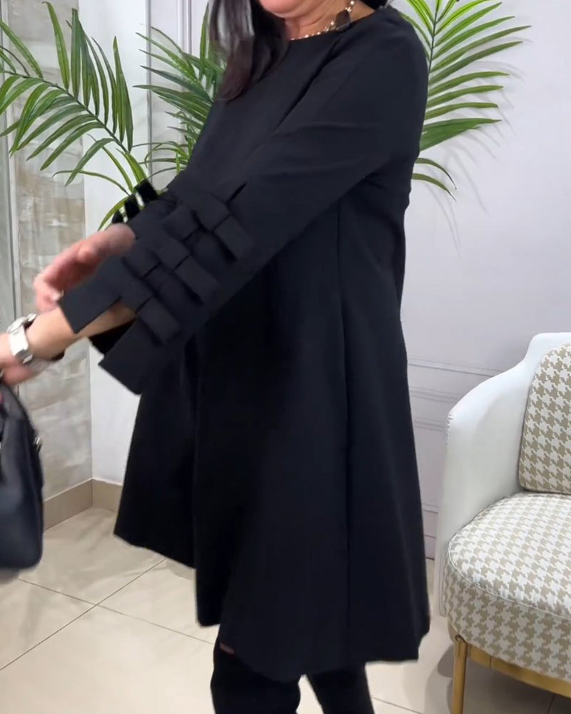 Laluna® | Relaxed Knee-Length Dress with Long Sleeves
