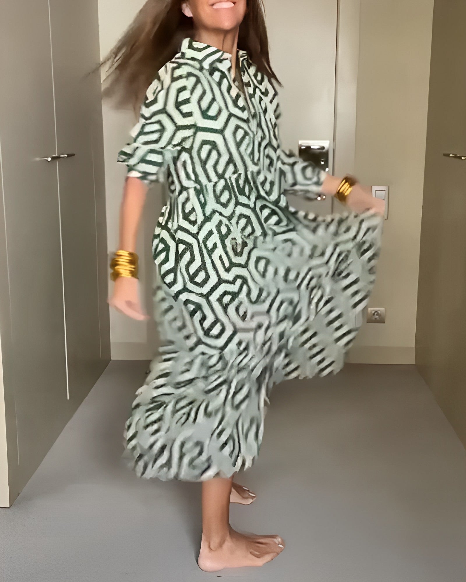 Laluna® | Polka Dot & Geometric Print Dress