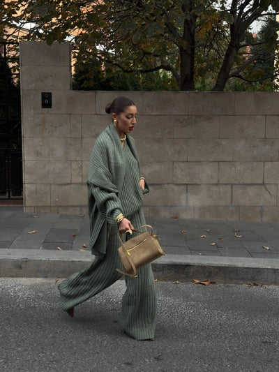 Laluna® V-Neck Jumpsuit with Matching Scarf