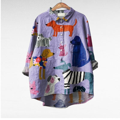 Laluna® | Unique Women's Blouse Featuring Dog Print