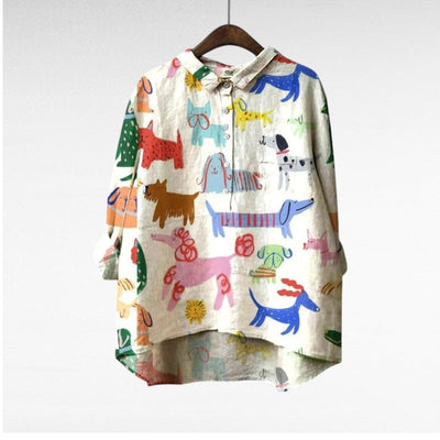 Laluna® | Women's Dog Print Blouse