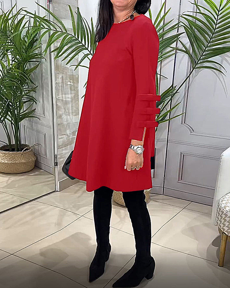 Laluna® | Relaxed Knee-Length Dress with Long Sleeves