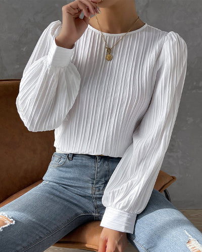 Laluna® | Solid Blouse with Lantern Sleeves