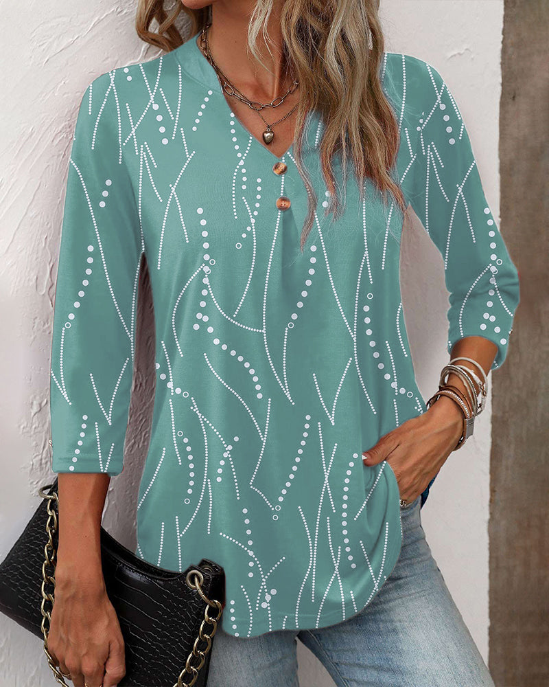 Chic V-Neck Top with Snap Button Detail