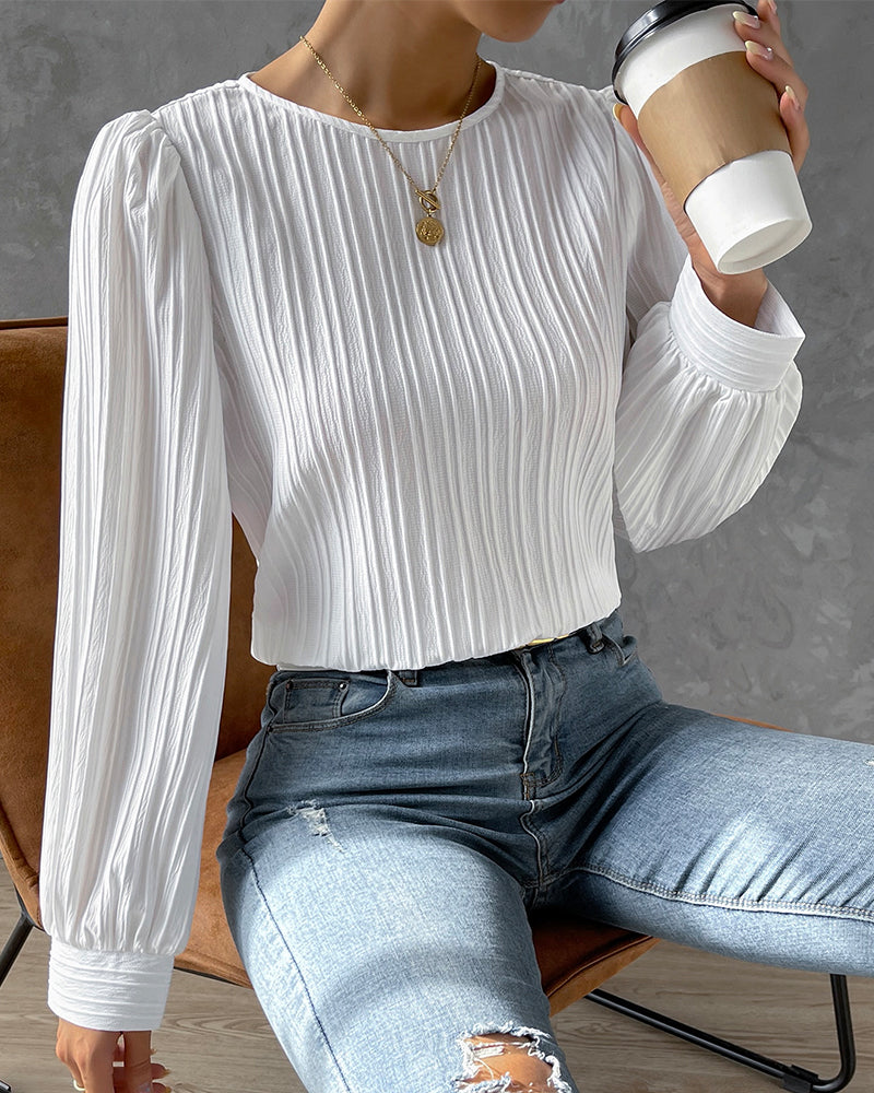 Laluna® | Solid Blouse with Lantern Sleeves