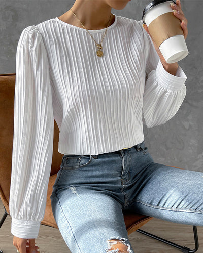 Laluna® | Solid Blouse with Lantern Sleeves