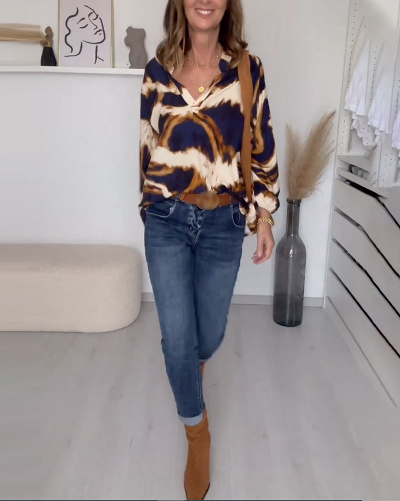 Laluna® | V-Neck Printed Casual Top