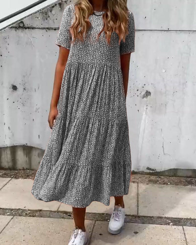 Laluna® Floral Print Short Sleeve Dress