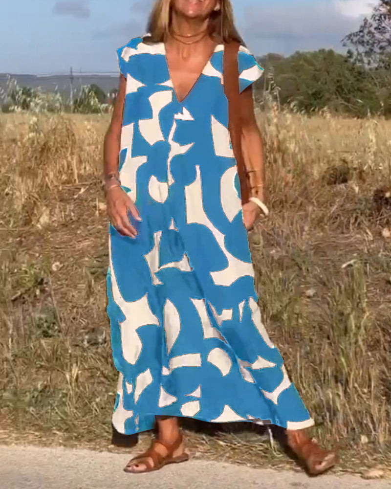Laluna® | V-Neck Printed Dress