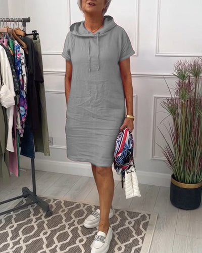 Laluna® | Short Sleeve Hooded Casual Dress
