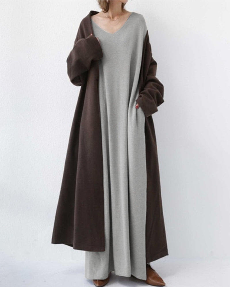 Laluna® | Stylish Long Sleeve V-Neck Dress