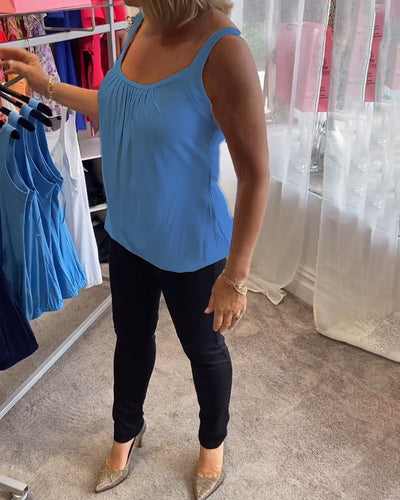Pleated Sleeveless Casual Top