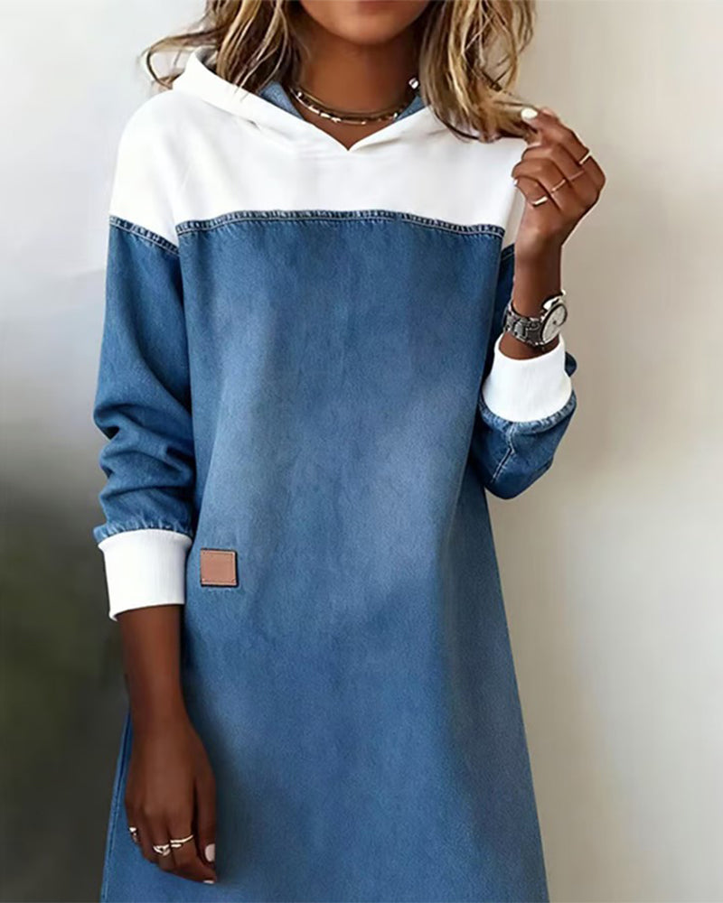 Dress with Chapel Denim Patchwork Dropped Shoulder