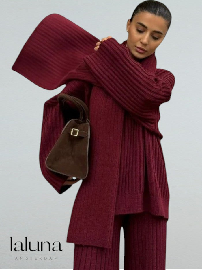 Laluna® V-Neck Jumpsuit with Matching Scarf