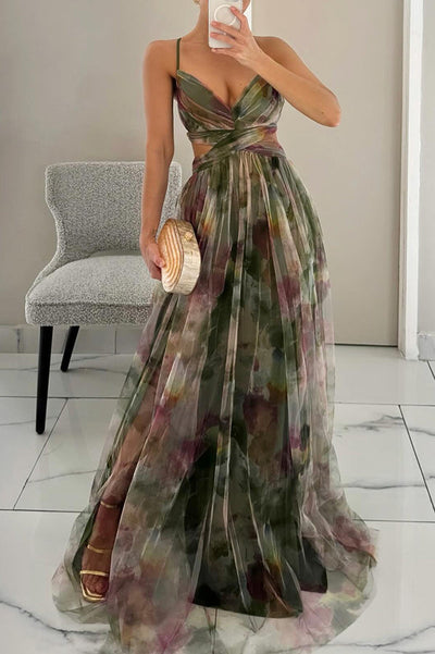 Victoria | Elegant Floral Print Maxi Dress