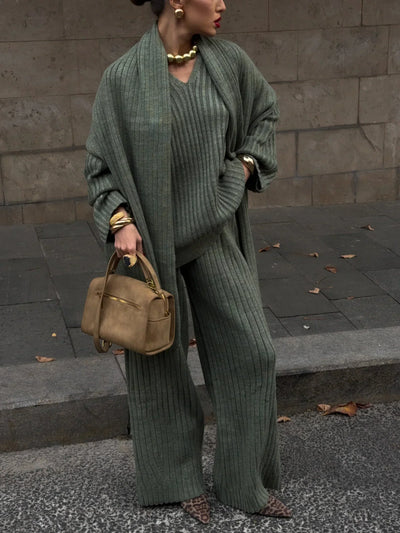 Laluna® V-Neck Jumpsuit with Matching Scarf