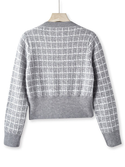 Laluna® | Button-Up Checked Cardigan