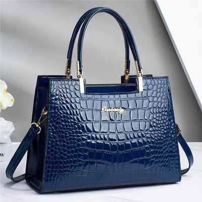 Laluna® | Glossy Crocodile Leather Tote