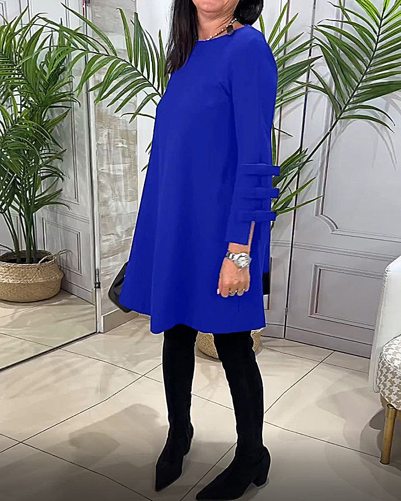 Laluna® | Relaxed Knee-Length Dress with Long Sleeves