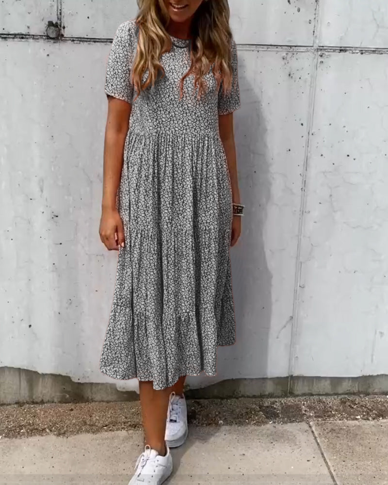 Laluna® Floral Print Short Sleeve Dress