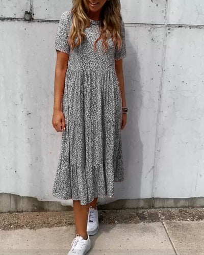 Laluna® Floral Print Short Sleeve Dress