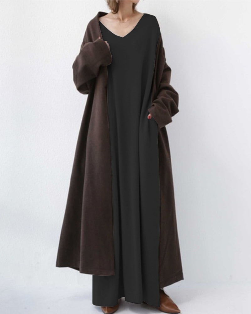 Laluna® | Stylish Long Sleeve V-Neck Dress