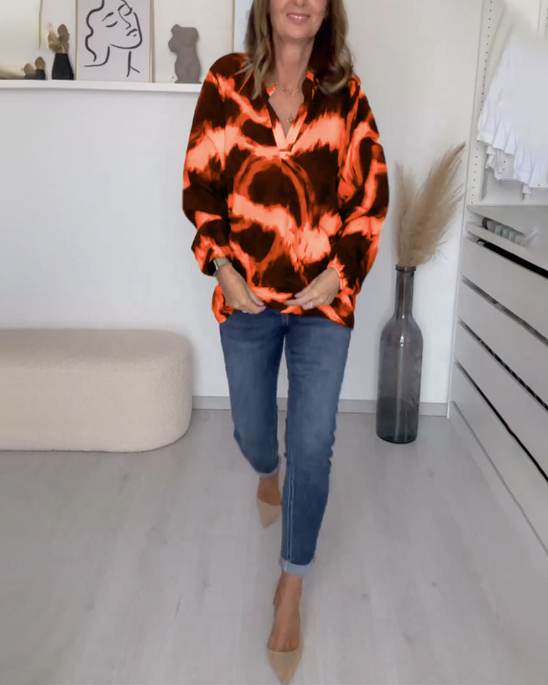 Laluna® | V-Neck Printed Casual Top