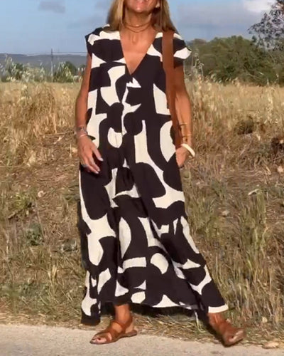 Laluna® | V-Neck Printed Dress