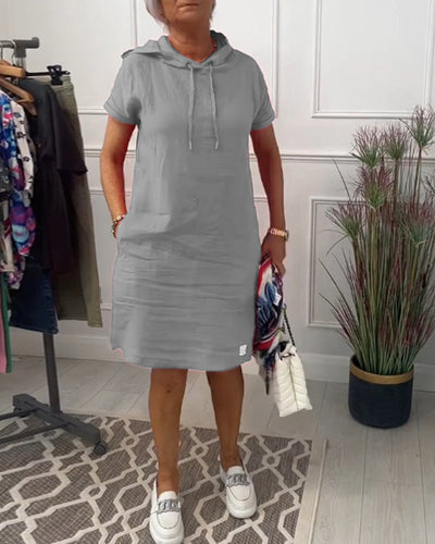 Laluna® | Short Sleeve Hooded Casual Dress