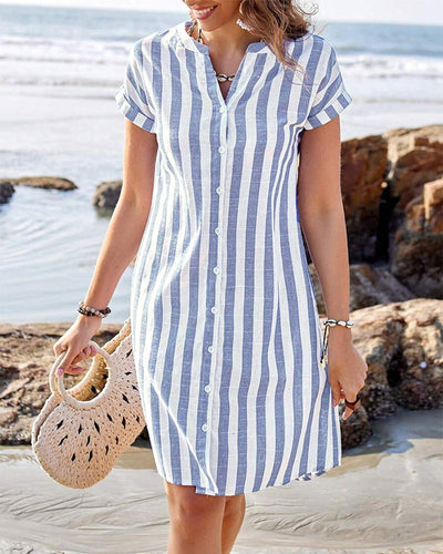 Laluna® | Chic Striped Shirt Dress