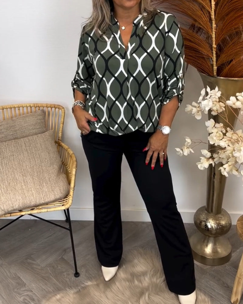 Casual blouse with long sleeves and print