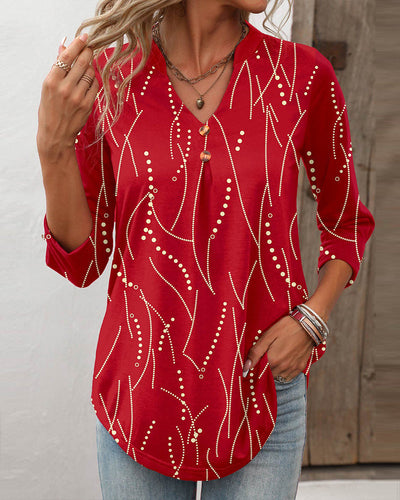 Chic V-Neck Top with Snap Button Detail