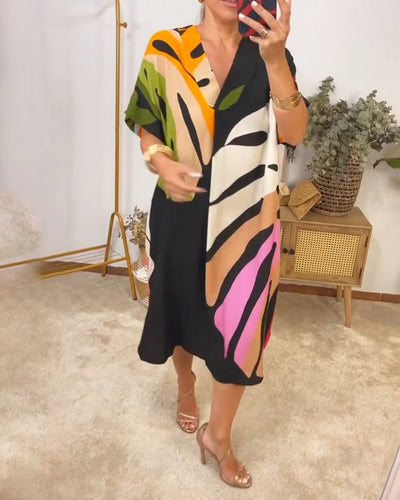 Laluna® | Vibrant Leaf Print Casual Dress