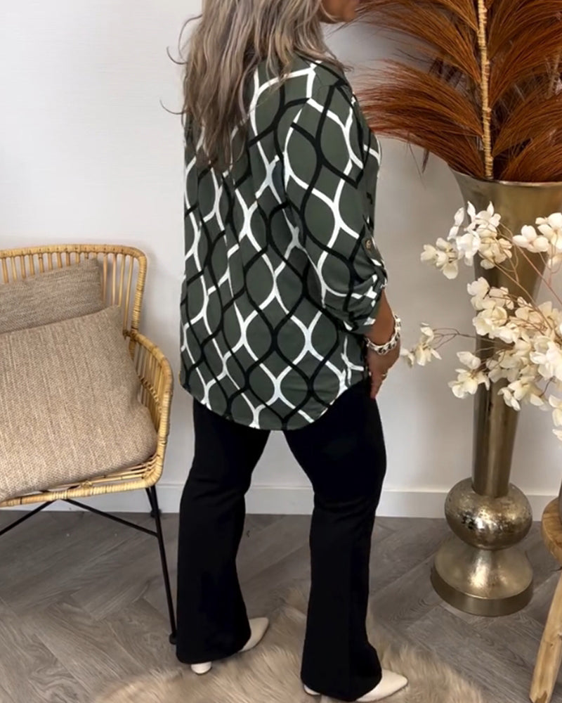 Casual blouse with long sleeves and print