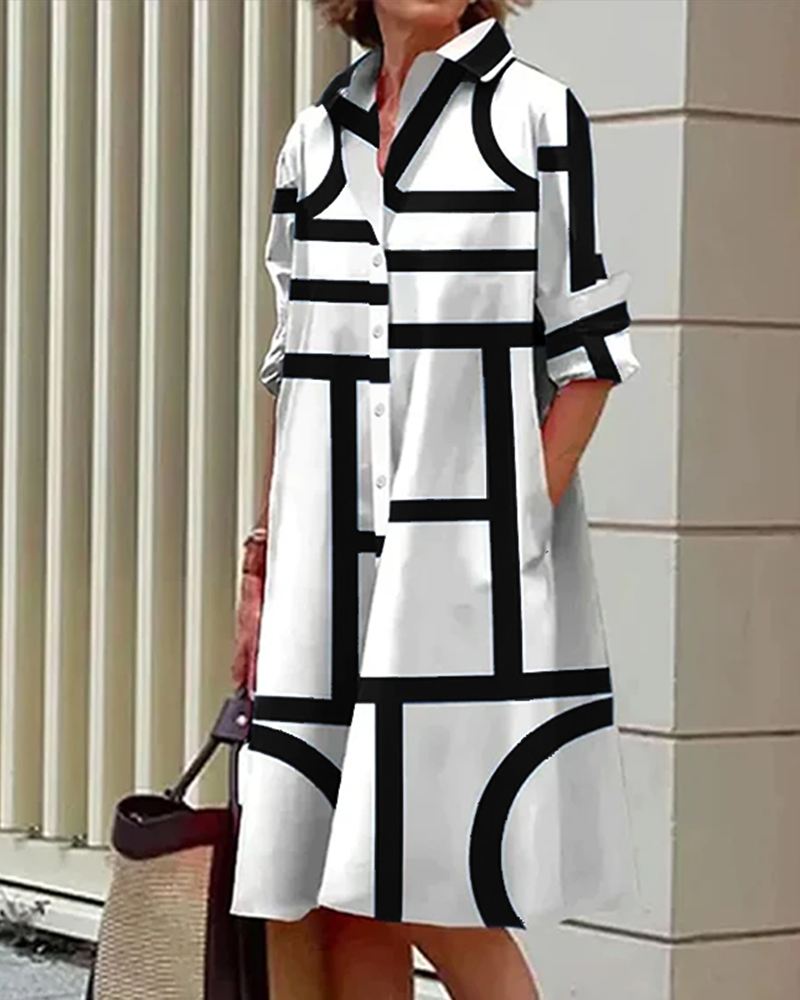 Laluna® | Geometric Print Dress with Convenient Pockets