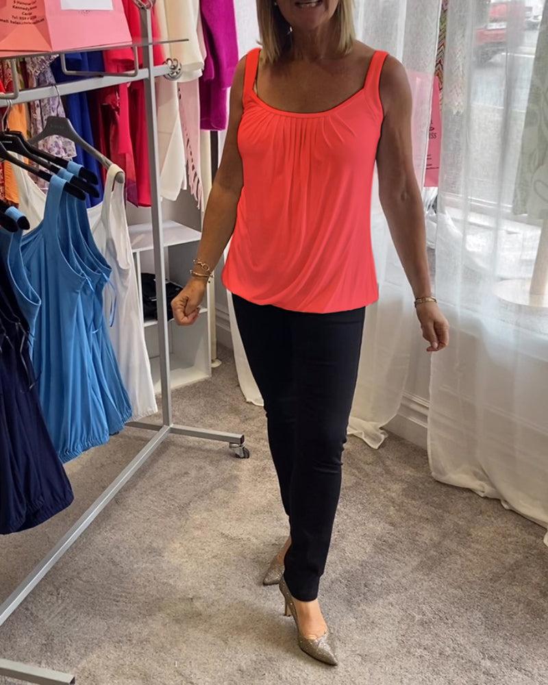 Pleated Sleeveless Casual Top