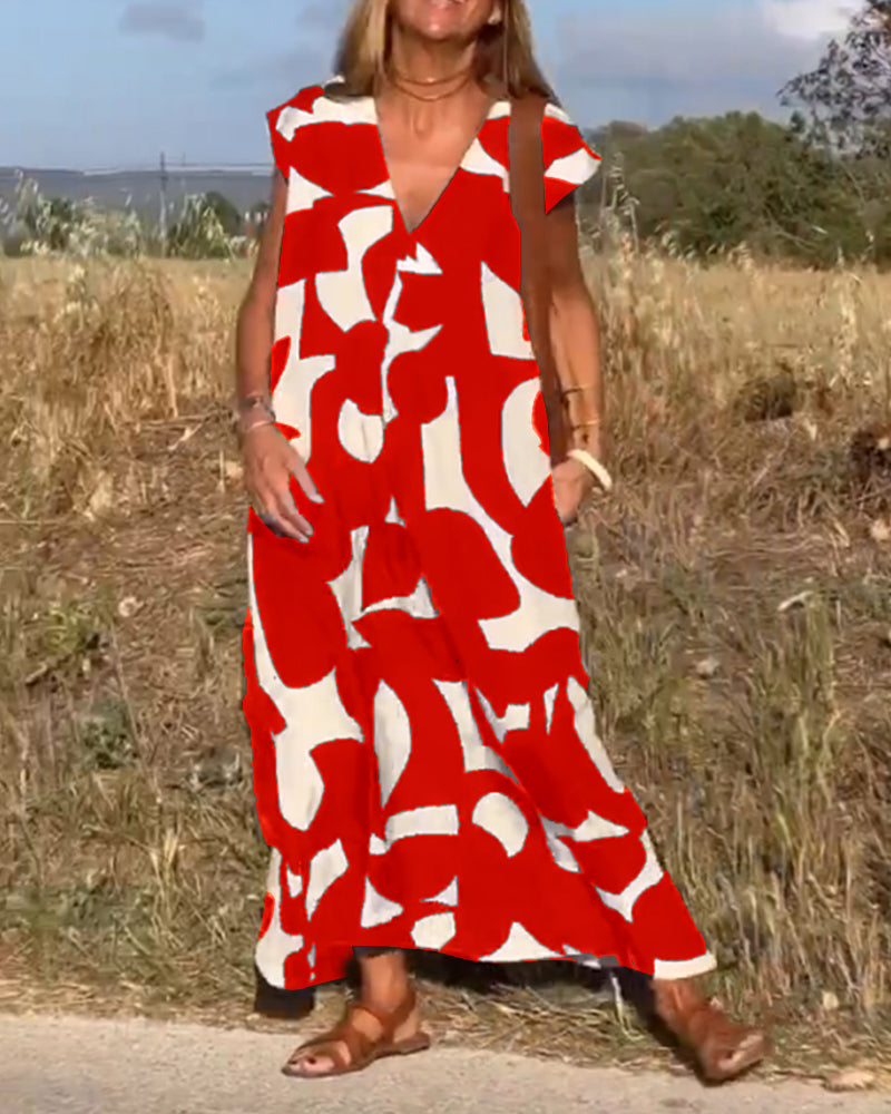 Laluna® | V-Neck Printed Dress