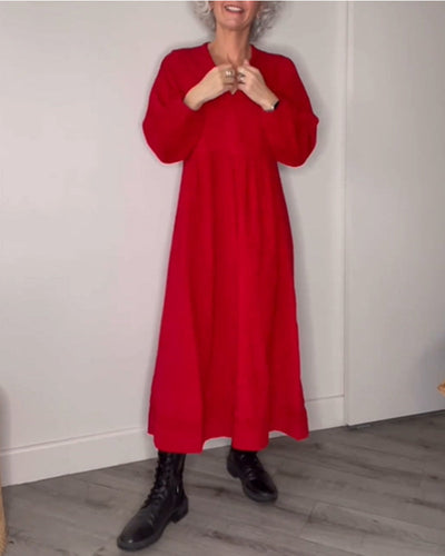 Laluna® | Stylish Long Sleeve V-Neck Dress