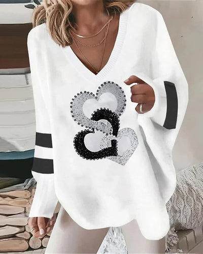 Laluna® | Heart Print Long Sleeve Summer Top