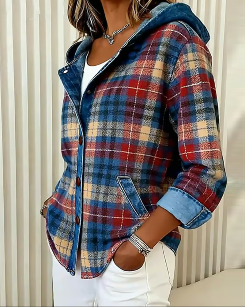 Laluna® | Fashionable Checked Jacket with Hood