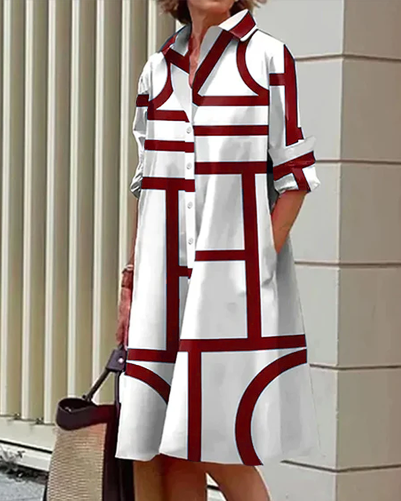 Laluna® | Geometric Print Dress with Convenient Pockets