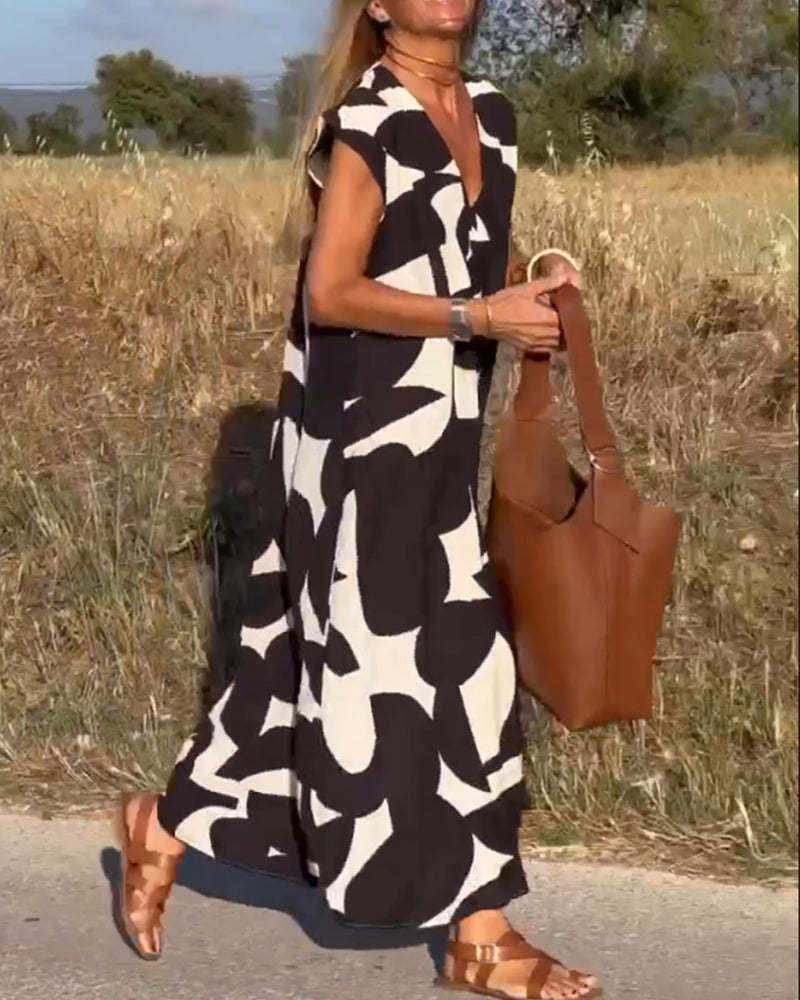 Laluna® | V-Neck Printed Dress