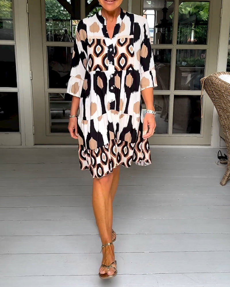 Laluna® | 3/4 Sleeve Printed Dress